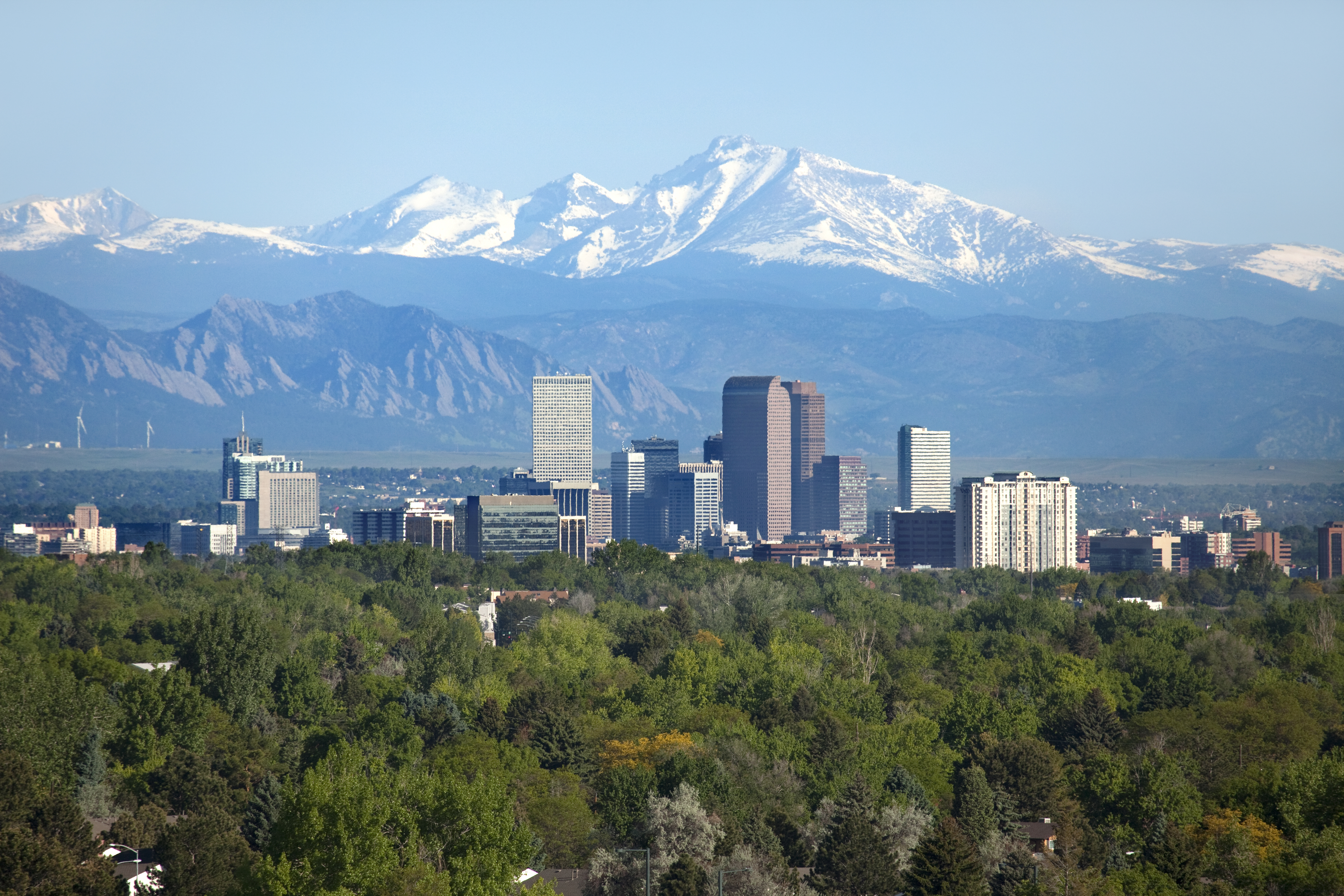 Denver with mountains in the background
